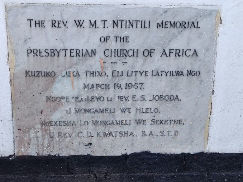 The Rev. W.M.T. Ntintili Memorial stone